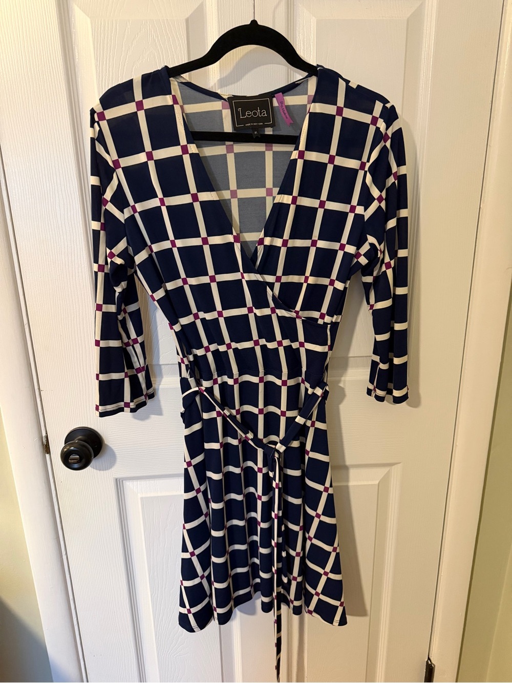 Leota Navy Wrap Dress sz Med